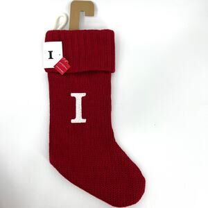 Wondershop Large Red Knit Sweater Lined Christmas Stocking Initial Letter I NEW